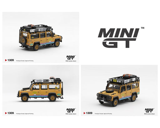 Land Rover Defender 110 1998 Camel Trophy Tierra del Fuego CT.10 USA - Mini GT - 1:64 - MGT01309 Passion Diecast