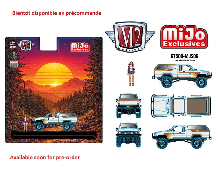 Diorama Series 1985 Toyota Truck 4×4 with Camper Shell with Female Camper Figure - M2 Machine - 1:64 - 67500-MJS06