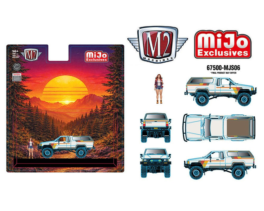Diorama Series 1985 Toyota Truck 4×4 with Camper Shell with Female Camper Figure - M2 Machine - 1:64 - 67500-MJS06