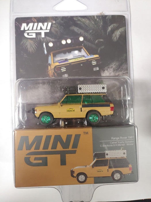 CHASE CAR Range Rover 1981 Camel Trophy Sumatra C.Swoboda & K.Mentel Winner - Yellow - Mini GT - 1:64 - MGT01144GR