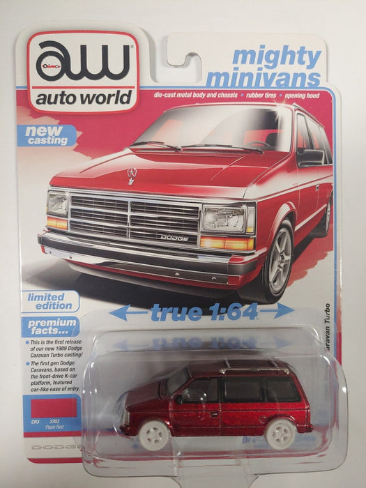 CHASE CAR 1989 Dodge Caravan Turbo Solid Red - 2025 Premium Release 3 Version A - Auto World - 1/64 - AWSP206 AGR