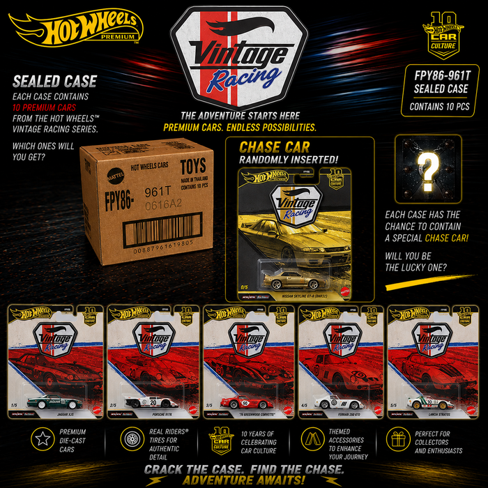 Car Culture 10th Anniversary 2026 - Vintage Racing - Release T Set Of 10 Cars - Hot Wheels 1:64 - FPY86-961T
