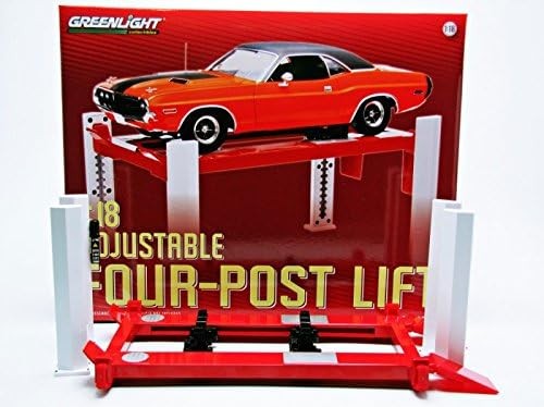 Manual Four-Post Lift in Red And White - Greenlight - 1/18 - 12888 - Passion Diecast 