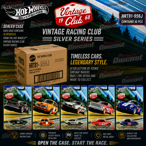 (Preorder) Hot Wheels 1:64 Vintage Racing Club  Silver Series J 2025 Assortment SET OF 10 CARS - HRT81-956J