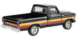 1977 Ford F-100 Pickup Truck in Raven Black - Free Wheeling Stripes - Hobby Exclusive - 1/64 Greenlight - 30571