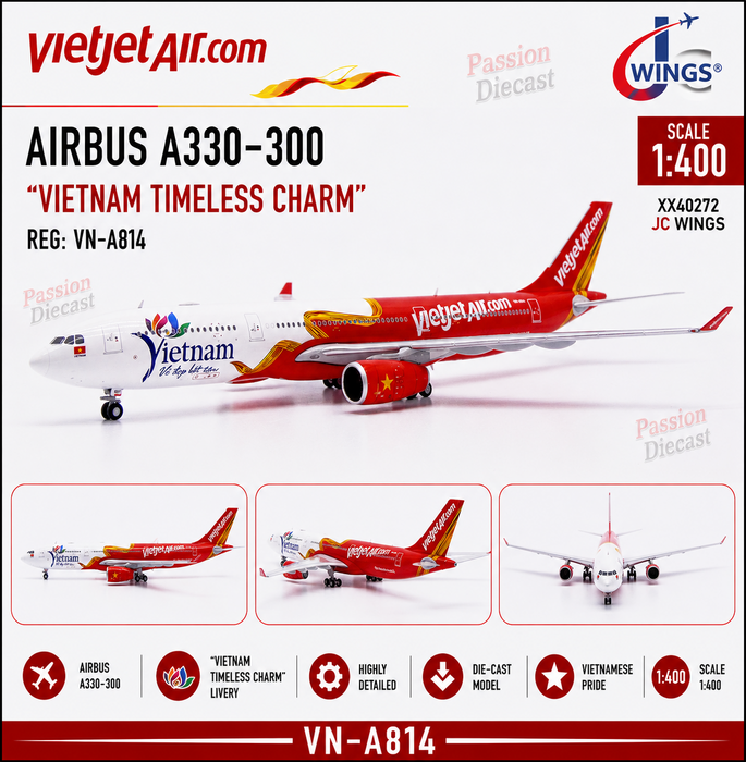 VietJet Airbus A330-300 "Vietnam Timeless Charm" / VN-A814 / JC Wings / 1:400 / XX40272