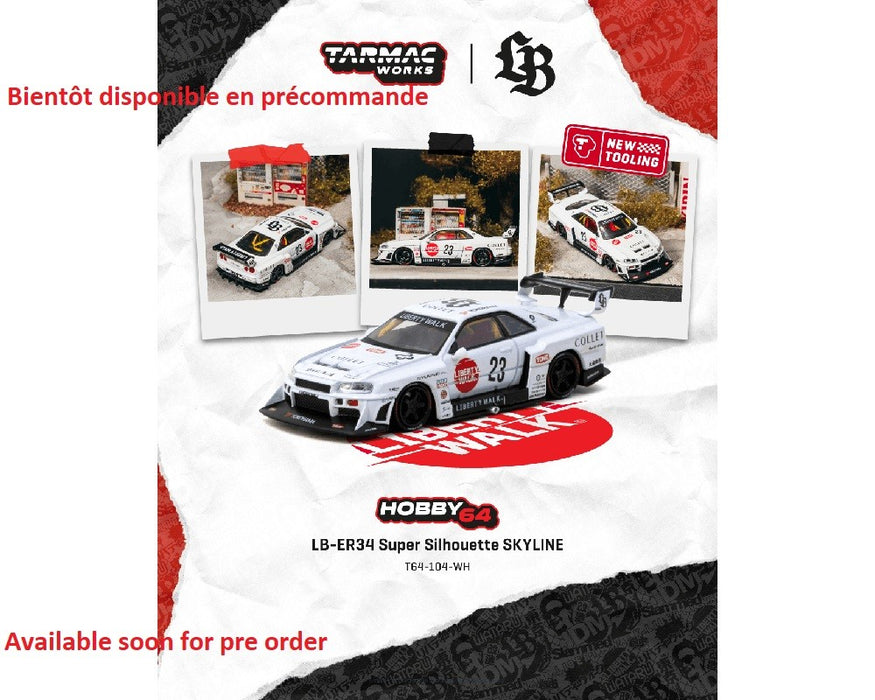 LB-ER34 Super Silhouette SKYLINE - White - Tarmac Works - 1/64 - T64-104-WH Passion Diecast