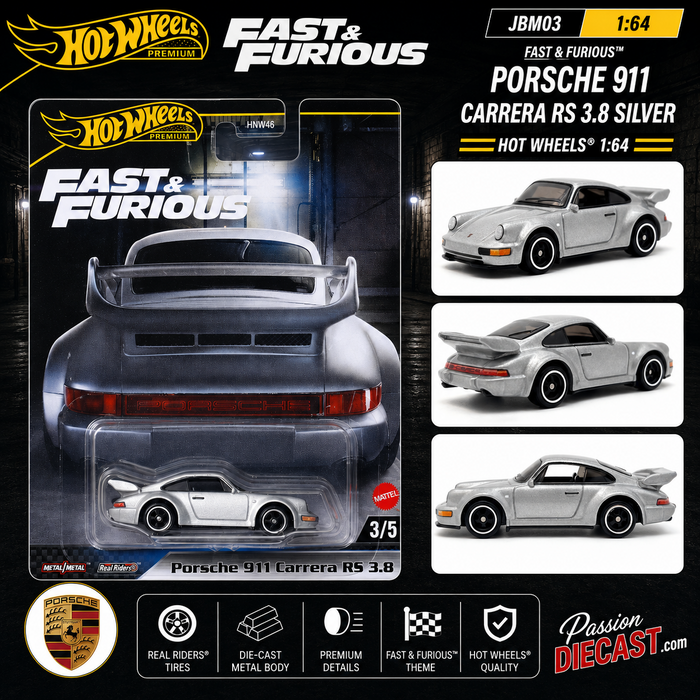Fast & Furious - Porsche 911 Carrera RS 3.8 Silver  - Hot Wheels 1:64 - JBM03