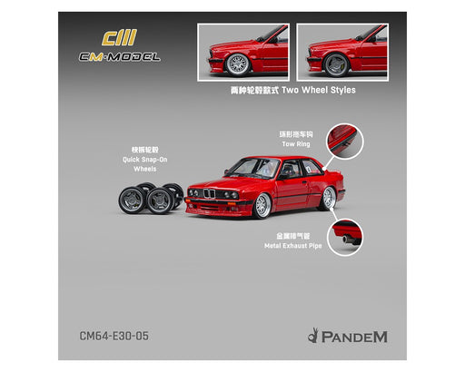 Pandem BMW M3 E30 - Bright Red - CM Model - 1:64 - CM64-E30-05