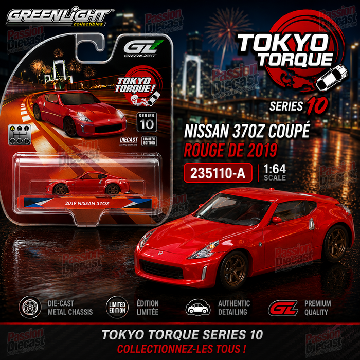 2009 Nissan 370Z Coupe in Red - Tokyo Torque Series 10 - 1/64 Greenlight - 235110 A