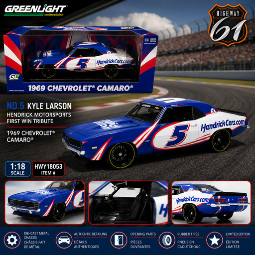 No.5 Kyle Larson / Hendrick Motorsports First Win Tribute - 1969 Chevrolet Camaro - Highway 61 - 1/18 - 18053