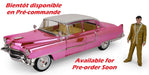 1955 Cadillac Fleetwood Series 60 Pink Cadillac Chrome Edition with Elvis Gold Suit Figure - GL 1/18 - 13723 Passion Diecast