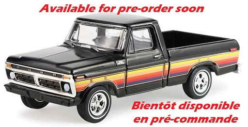 1977 Ford F-100 Pickup Truck in Raven Black - Free Wheeling Stripes - Hobby Exclusive - 1/64 Greenlight - 30571