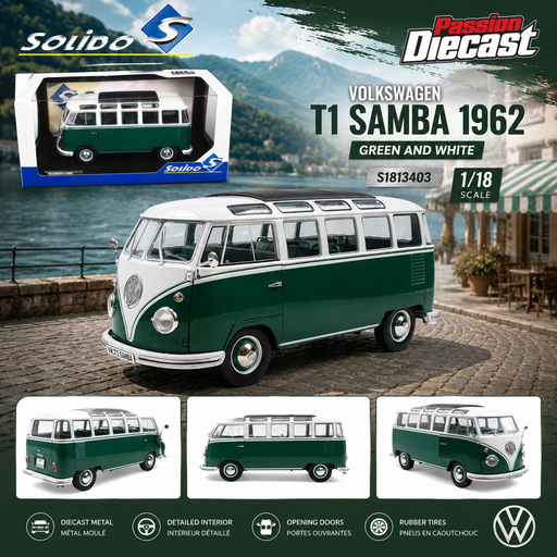 Volkswagen T1 1962 Green - Solido - 1/18 - S1813403 - Passion Diecast 