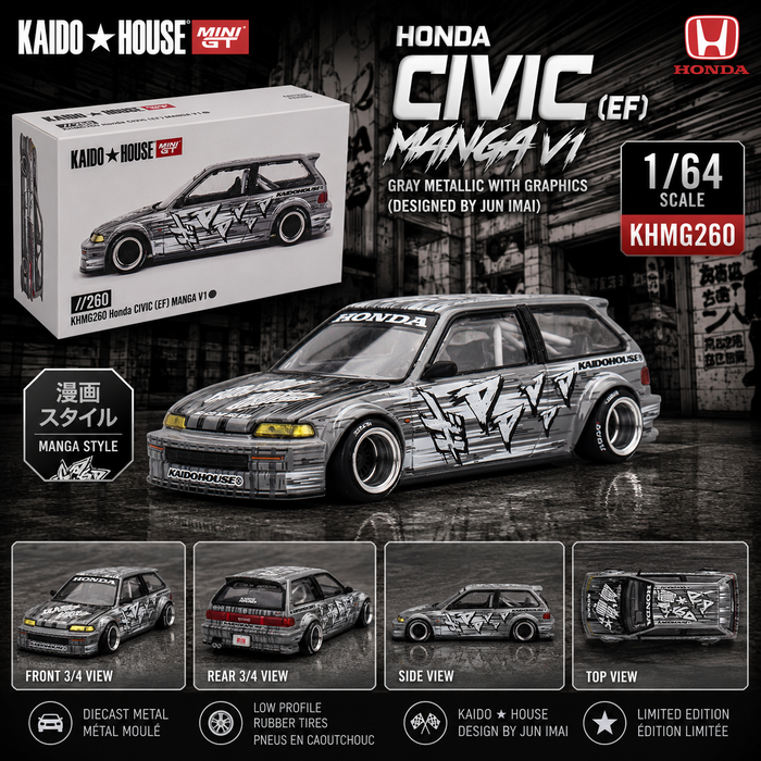 Honda Civic (EF) Kaido Manga V1 - Mini GT & Kaido★House 1/64 - KHMG260 Passion Diecast