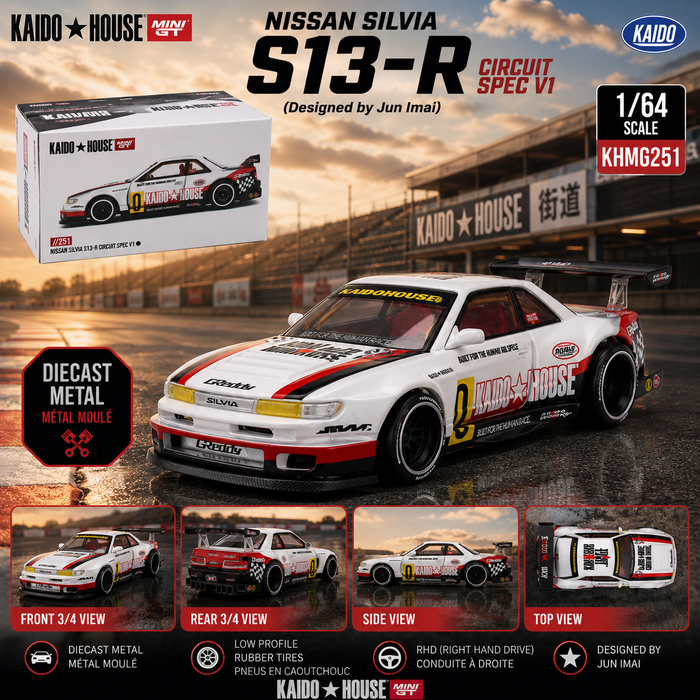 Nissan Silvia S13-R Circuit Spec V1 - Mini GT & Kaido★House 1/64 - KHMG251 Passion Diecast