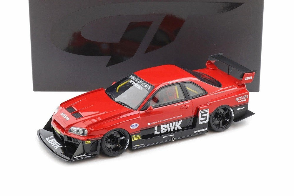Nissan GT-R R34 Super Silhouette Liberty Walk Active red 2020 - 1/18 - GT SPIRIT - GT570 Passion Diecast