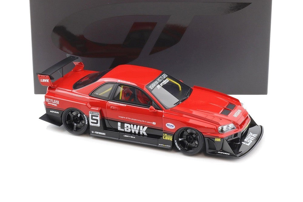 Nissan GT-R R34 Super Silhouette Liberty Walk Active red 2020 - 1/18 - GT SPIRIT - GT570 Passion Diecast