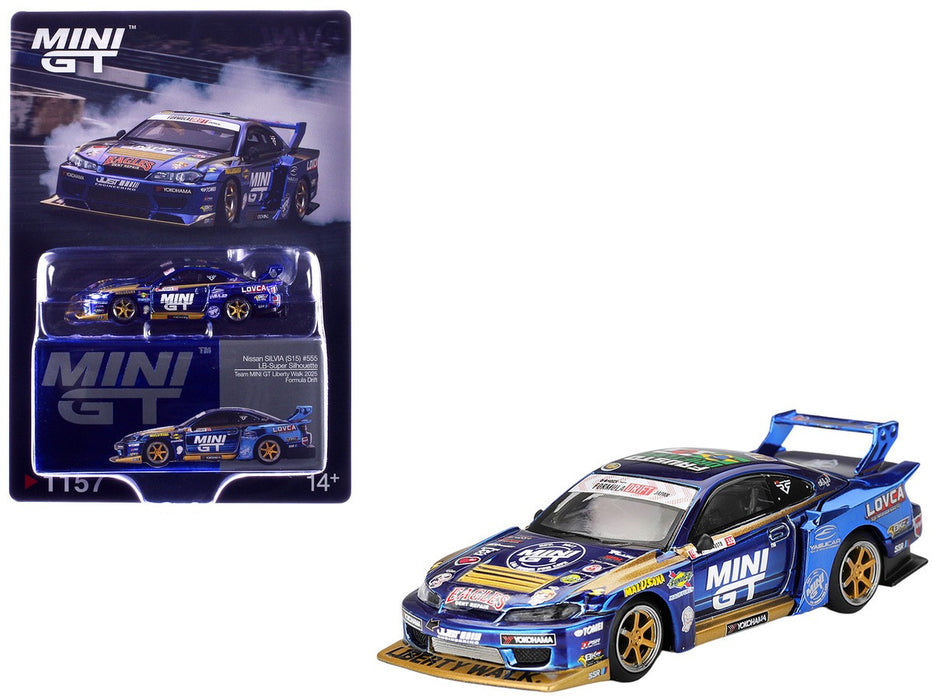 Nissan LB-Super Silhouette S15 SILVIA No.555 Team MINI GT Liberty Walk 2025 Formula Drift - Mini GT - 1:64 - MGT01157