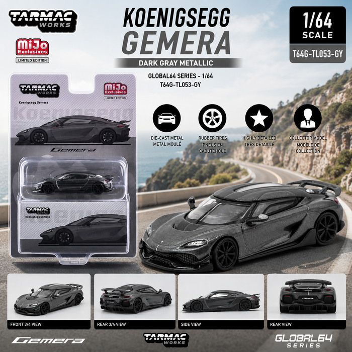 Koenigsegg Gemera - Grey - Tarmac Works - 1/64 - T64G-TL053-GY Passion Diecast
