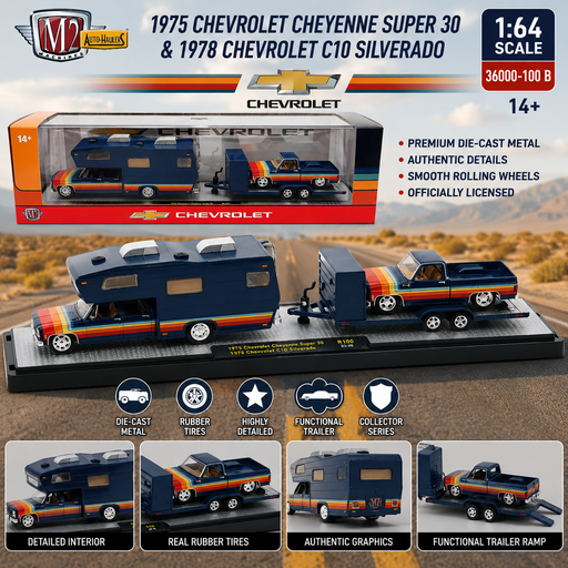 1975 Chevrolet Cheyenne Super 30 & 1978 Chevrolet C10 Silverado - M2 1/64 - 36000-100 B Psssion Diecast
