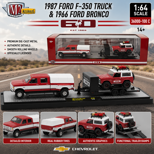 1987 Ford F-350 Truck & 1966 Ford Bronco - M2 1/64 - 36000-100 C Passion Diecast