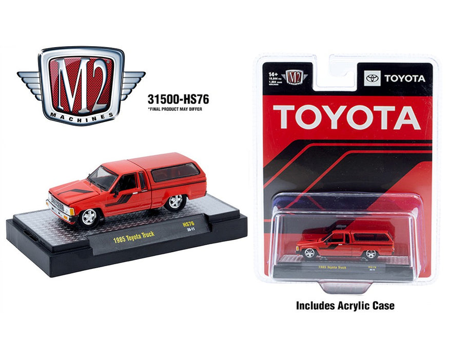 1985 Toyota Truck with Camper Shell - Red - M2 Machine - 1:64 - 31500-HS76