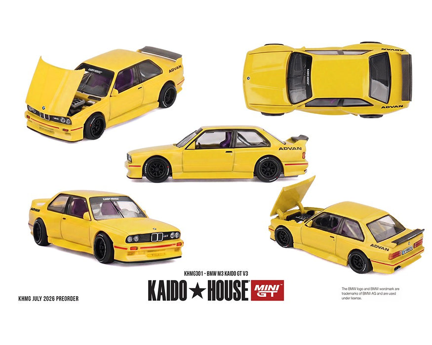 BMW M3 Kaido GT V3 ADVAN - Yellow - Mini GT & Kaido★House 1/64 - KHMG301 Passion Diecast