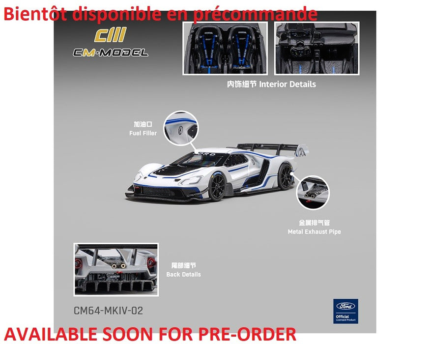 Ford GT Mk IV - Frozen White & Sonic Blue Pearl J-1 - CM Model - 1:64 - CM64-MKIV-02 Passion Diecast