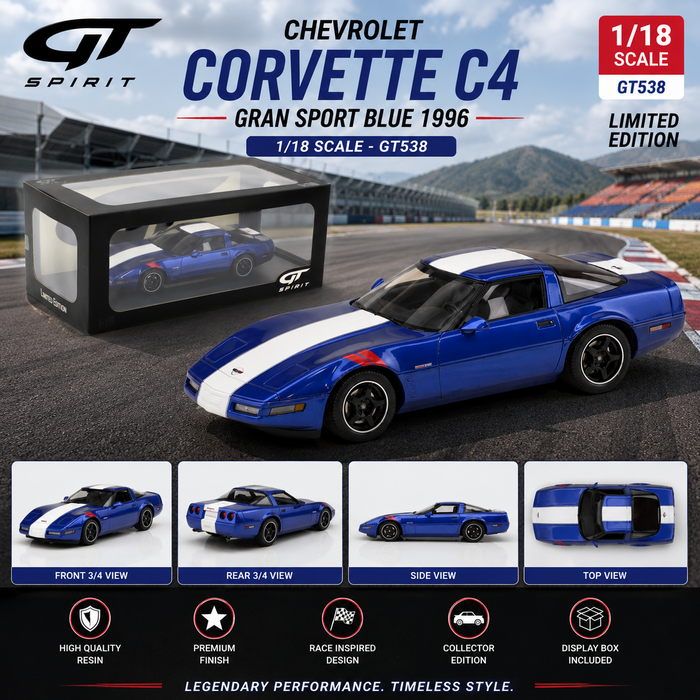 CHEVROLET CORVETTE C4 GRAN SPORT BLUE 1996 - 1/18 - GT SPIRIT - GT538 Passion Diecast