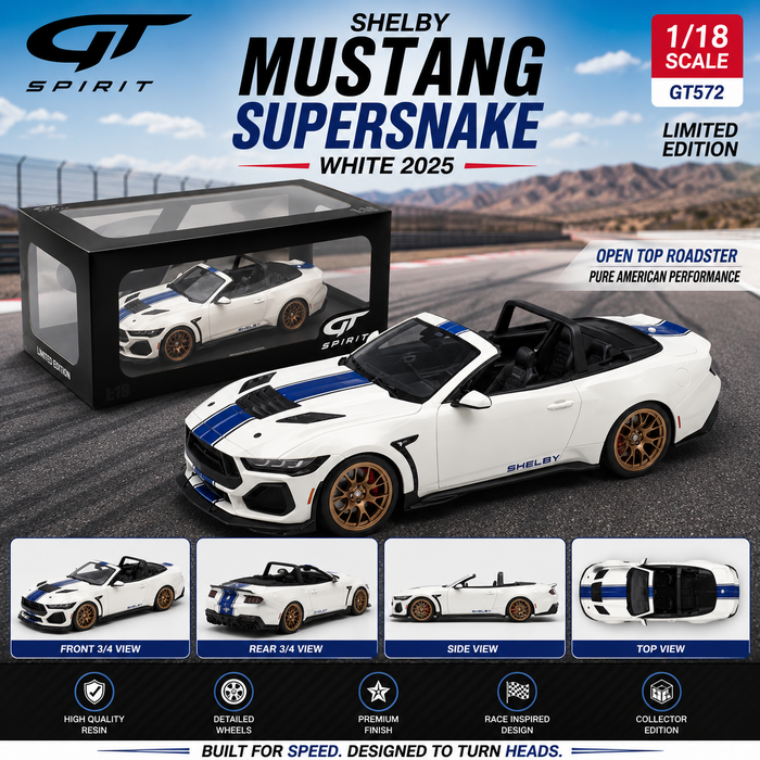 SHELBY MUSTANG SUPERSNAKE WHITE 2025 - 1/18 - GT SPIRIT - GT572 Passion Diecast