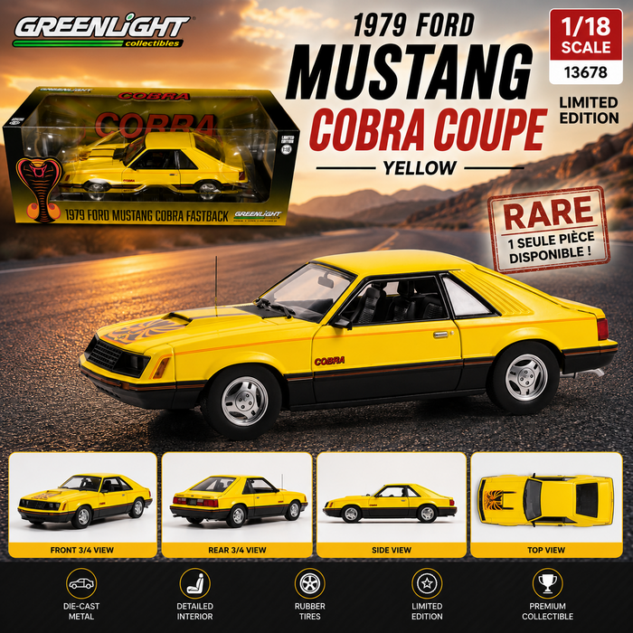 1979 Ford Mustang Cobra Coupe Yellow  - 1/18  Greenlight - 13678