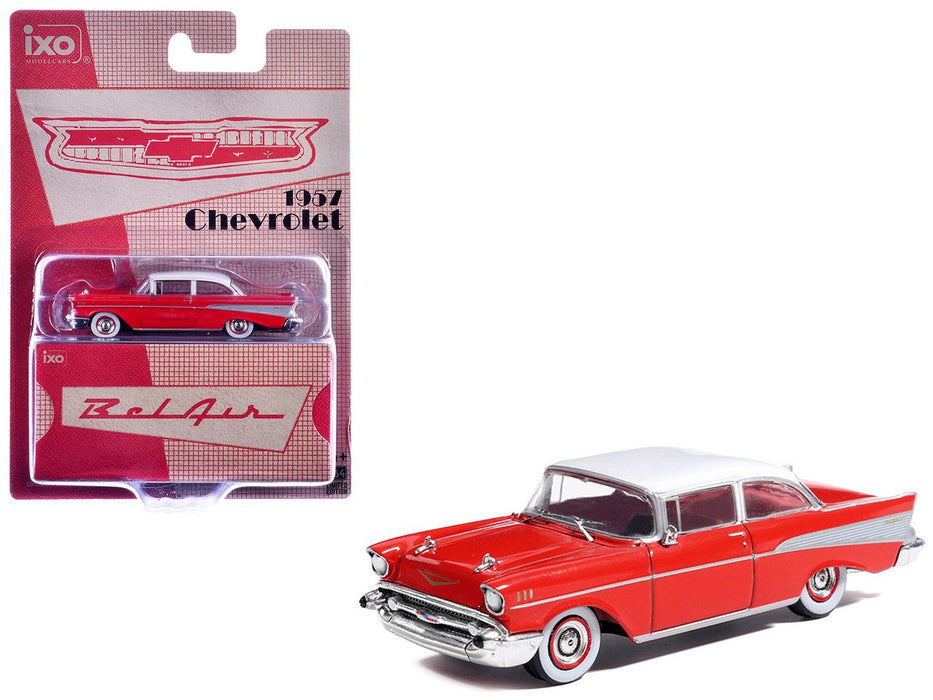 1957 Chevrolet Bel Air Sedan - Matador Red and India Ivory - IXO Models - 1:64 - IA64008 Passion Diecast