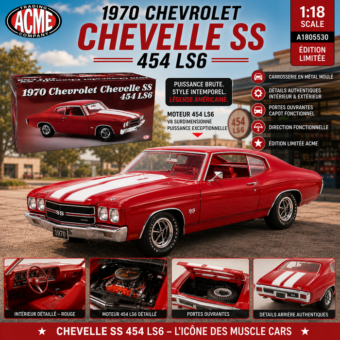 1970 Chevrolet Chevelle SS 454 LS6 in Cranberry Red - ACME - 1/18 - A1805530 Passion Diecast 