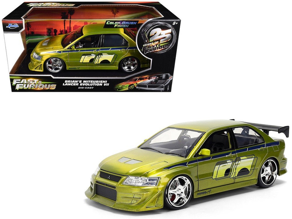 Brians Mitsubishi Lancer Evolution VII Green Color Brush Finish - Fast & Furious 25 Years - Jada 1/24 - 37874 Passion Diecast
