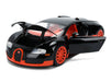 2011 Bugatti Veyron Black with Orange Accents and Orange Interior - Hyper-Spec - Jada 1/24 - 37642