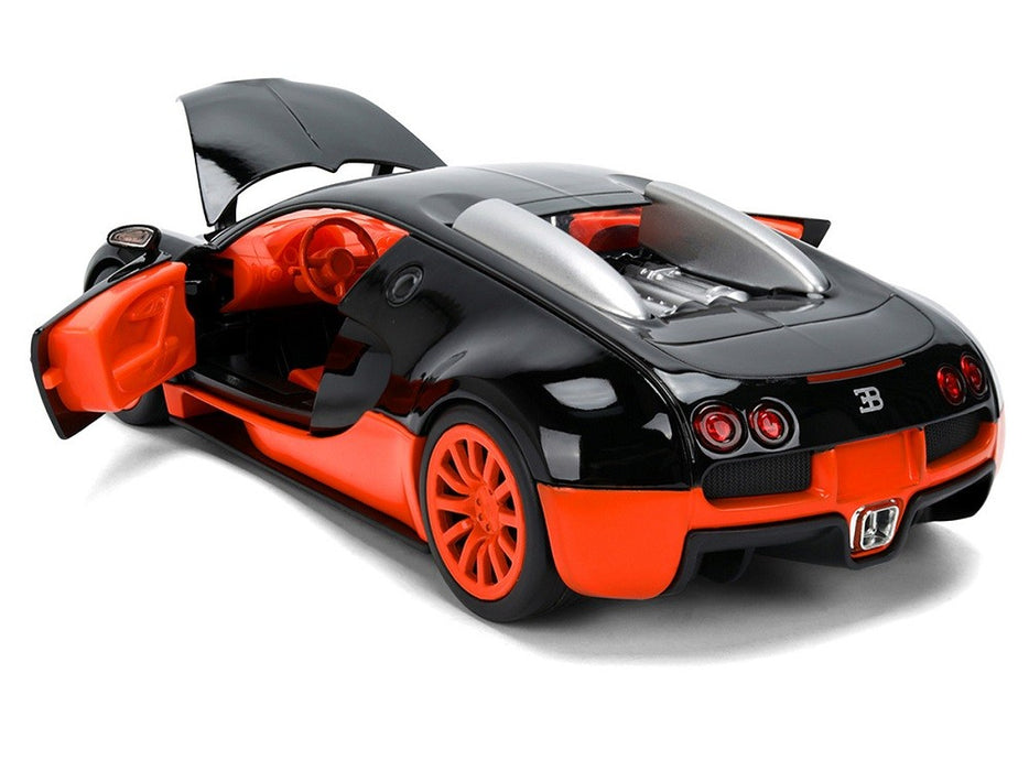 2011 Bugatti Veyron Black with Orange Accents and Orange Interior - Hyper-Spec - Jada 1/24 - 37642