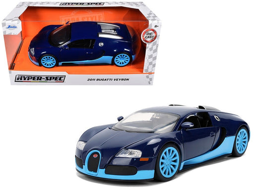2011 Bugatti Veyron Black Dark Blue with Light Blue Accents - Hyper-Spec - Jada 1/24 - 37643