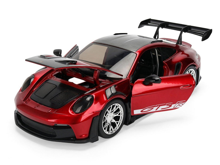 Porsche 911 (992) GT3 RS Red Chrome with Carbon Top and Hood Stripes - Hyper-Spec - Jada 1/24 - 37809