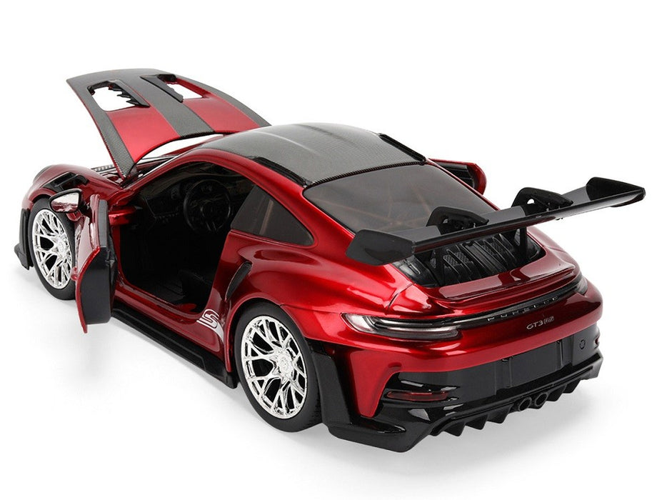 Porsche 911 (992) GT3 RS Red Chrome with Carbon Top and Hood Stripes - Hyper-Spec - Jada 1/24 - 37809