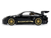 Porsche 911 (992) GT3 RS Black with Carbon Top and Hood Stripes and Gold Wheels - Hyper-Spec - Jada 1/24 - 37810