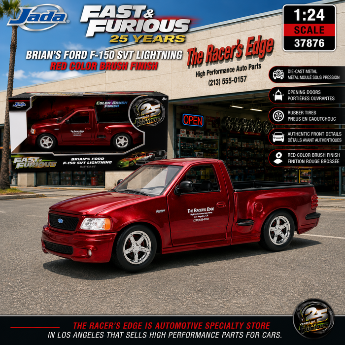 Ford F-150 SVT Lightning Pickup Truck Red Color Brush Finish - Fast & Furious 25 Years - Jada 1/24 - 37876