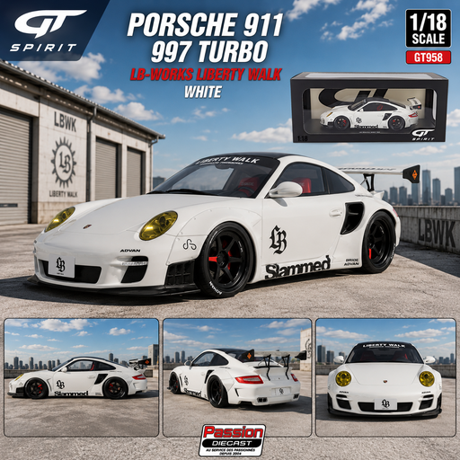 Porsche 911 997 Turbo LB-Works Liberty Walk white - 1/18 - GT SPIRIT - GT958 Passion Diecast