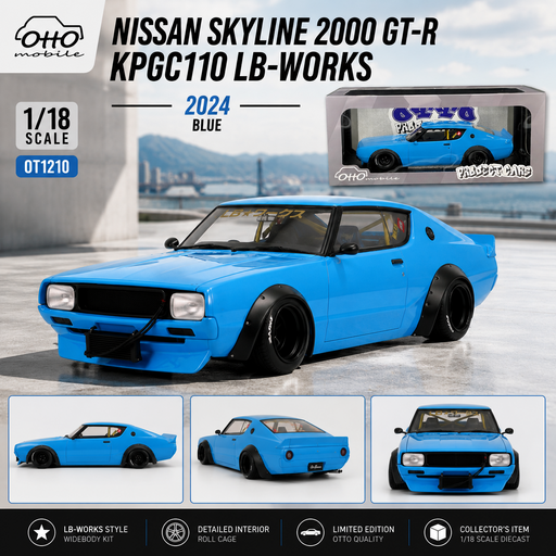Nissan Skyline 2000 GT-R KPGC110 LB-Works 2024 Blue - OTTO - 1/18 - OT1210 Passion Diecast 