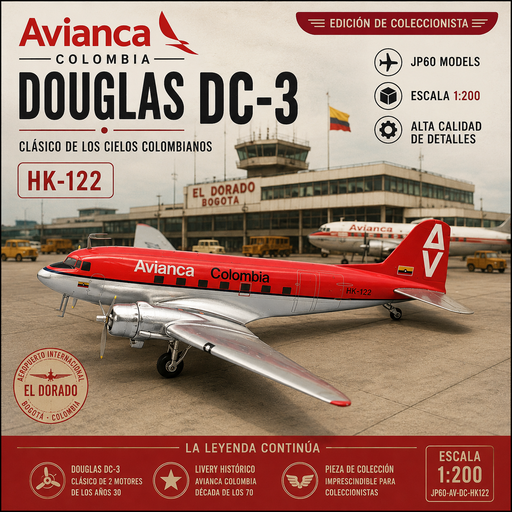 Avianca Douglas DC-3  / HK-122 / JP60 Models / 1:200 / JP60-AV-DC-HK122