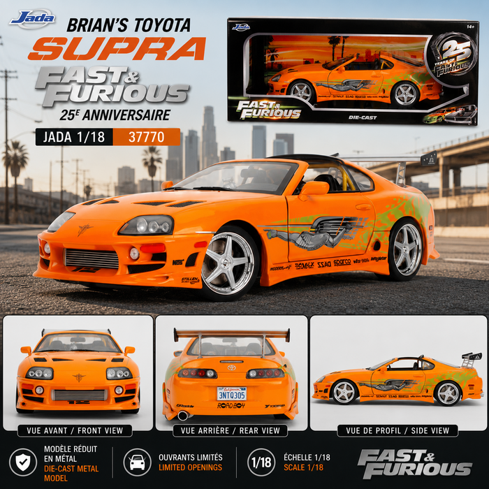 Brian's Toyota Supra Fast & Furious  25e anniversary - Jada - 1/18 - 37770 - Passion Diecast 