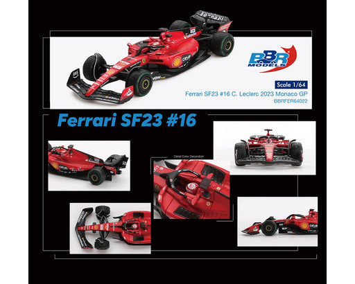 Ferrari F1 SF23 No.16 C. Leclerc 2023 Monaco GP - BBR Models - 1:64 - BBRFER64022