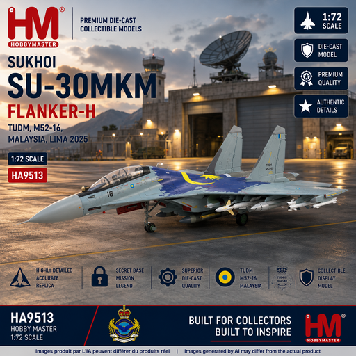 Sukhoi Su-30MKM Flanker-H / TUDM, M52-16, Malaysia, LIMA 2025 / HM 1:72 HA9513