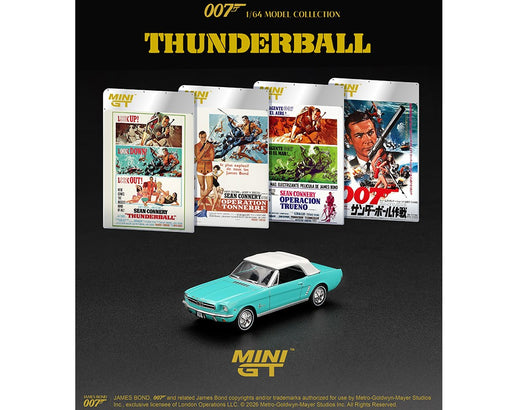 James Bond 007 Ford Mustang Convertible 1965 Thunderball - English Packaging - Mini GT - 1:64 - MGT00923-007E Passion Diecast