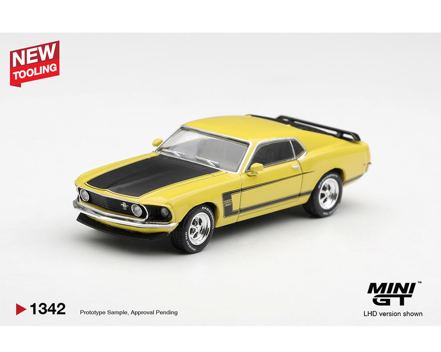 Ford Mustang Boss 302 1969 - Bright Yellow - Mini GT - 1:64 - MGT01342 Passion Diecast
